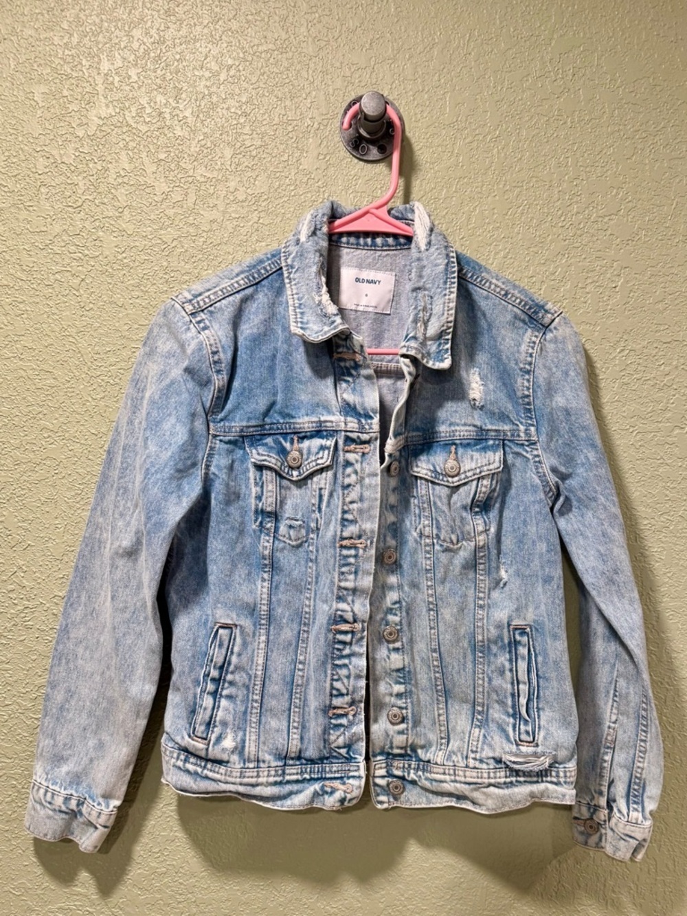 Old Navy Light Blue Distressed Denim Jacket Small